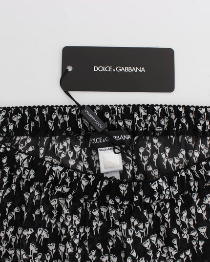 Dolce & Gabbana Black White Floral Lace Silk Sleepwear Shorts