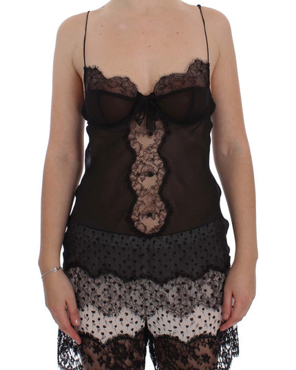 Dolce & Gabbana Black Silk Lace Babydoll Lingerie Top
