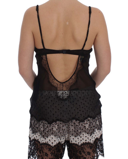 Dolce & Gabbana Black Silk Lace Babydoll Lingerie Top