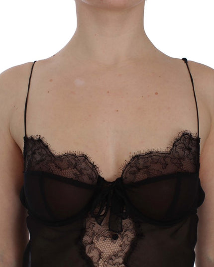Dolce & Gabbana Black Silk Lace Babydoll Lingerie Top