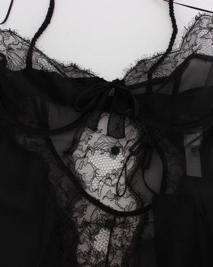 Dolce & Gabbana Black Silk Lace Babydoll Lingerie Top