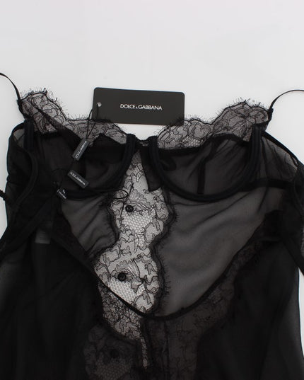 Dolce & Gabbana Black Silk Lace Babydoll Lingerie Top