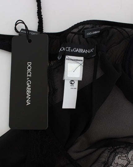 Dolce & Gabbana Black Silk Lace Babydoll Lingerie Top