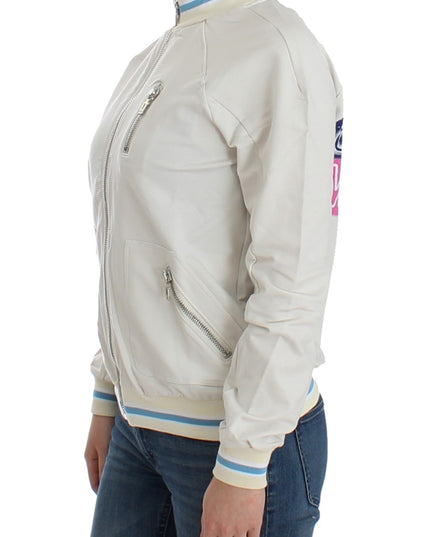 John Galliano White Mock Zip Cardigan Sweatshirt Sweater