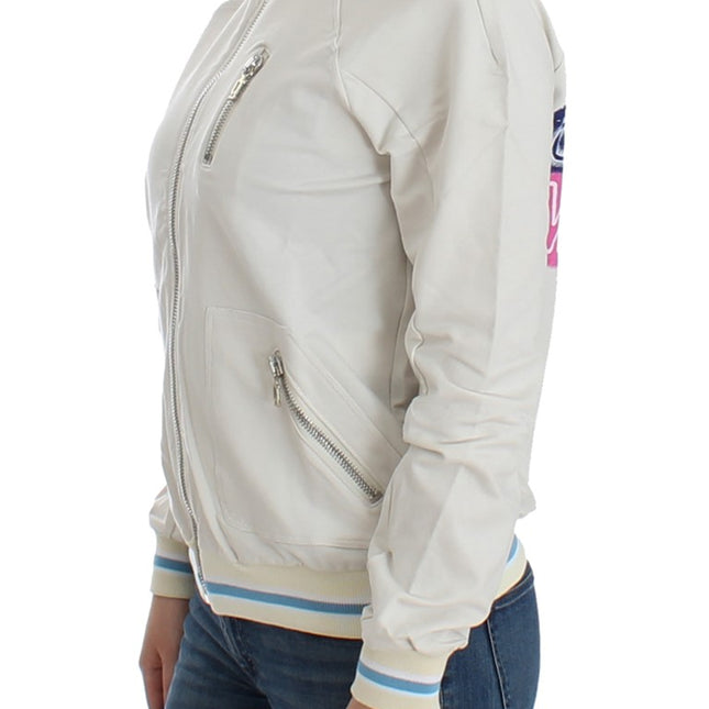 John Galliano White Mock Zip Cardigan Sweatshirt Sweater