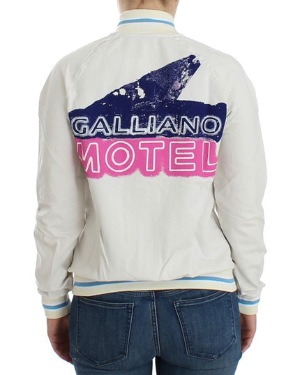 John Galliano White Mock Zip Cardigan Sweatshirt Sweater