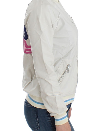 John Galliano White Mock Zip Cardigan Sweatshirt Sweater