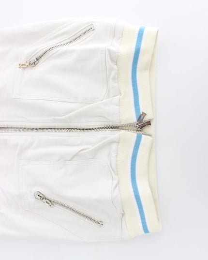 John Galliano White Mock Zip Cardigan Sweatshirt Sweater