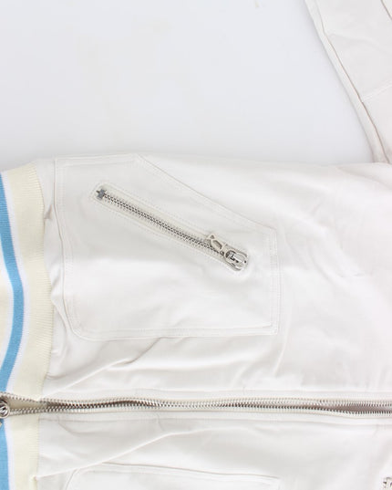 John Galliano White Mock Zip Cardigan Sweatshirt Sweater