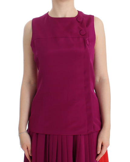 Barbara Casasola Purple Silk Sleeveless Blouse Top