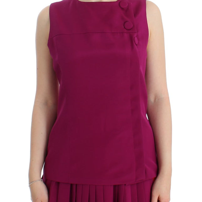 Barbara Casasola Purple Silk Sleeveless Blouse Top