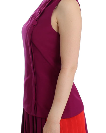 Barbara Casasola Purple Silk Sleeveless Blouse Top