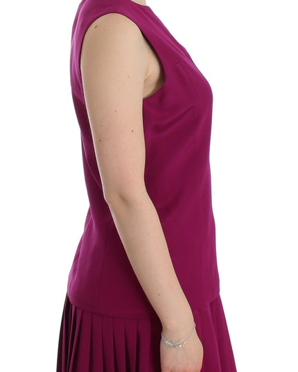Barbara Casasola Purple Silk Sleeveless Blouse Top