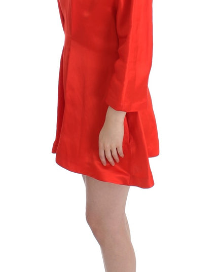 Fyodor Golan Red Mini Linen 3/4 Sleeve Sheath Dress