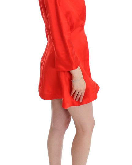 Fyodor Golan Red Mini Linen 3/4 Sleeve Sheath Dress