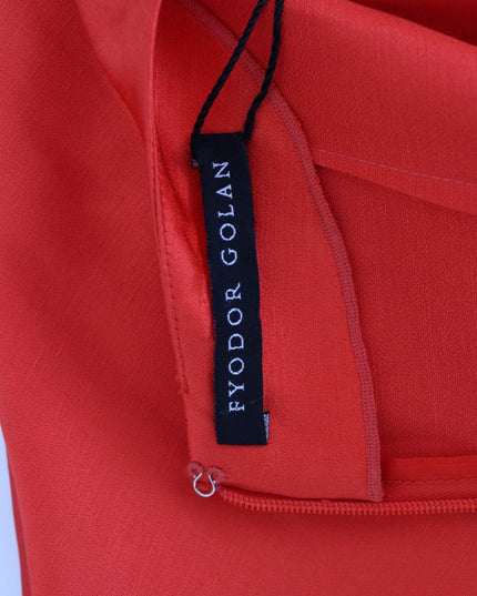 Fyodor Golan Red Mini Linen 3/4 Sleeve Sheath Dress