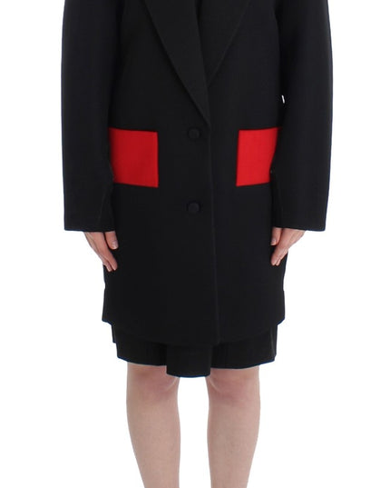 KAALE SUKTAE Black Coat Trench Long Draped Jacket Blazer