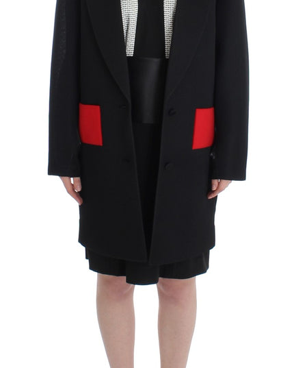 KAALE SUKTAE Black Coat Trench Long Draped Jacket Blazer