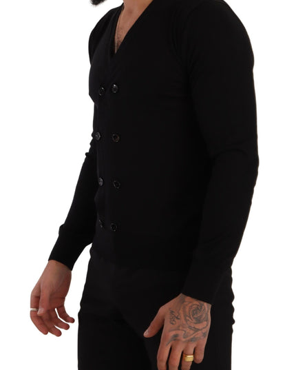 Dolce & Gabbana Black Cashmere Button Down Cardigan Sweater