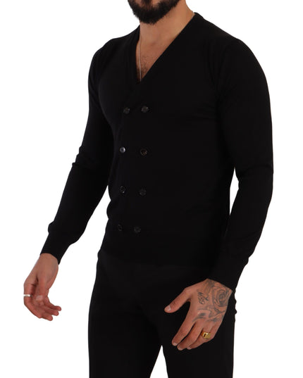 Dolce & Gabbana Black Cashmere Button Down Cardigan Sweater