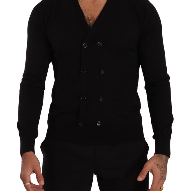 Dolce & Gabbana Black Cashmere Button Down Cardigan Sweater