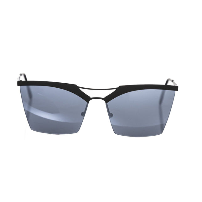 Frankie Morello Black Metallic Fiber Women Sunglass