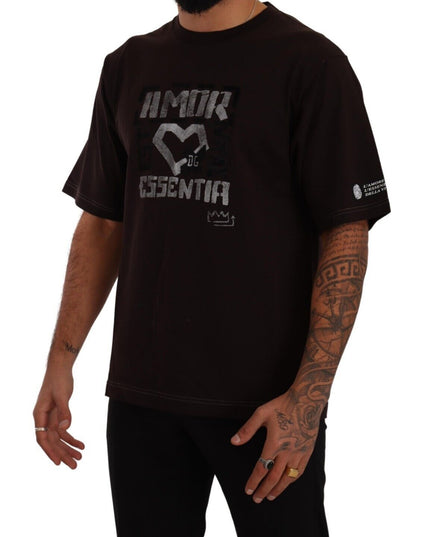 Dolce & Gabbana Bordeaux Cotton L-Amore Print Crewneck T-shirt