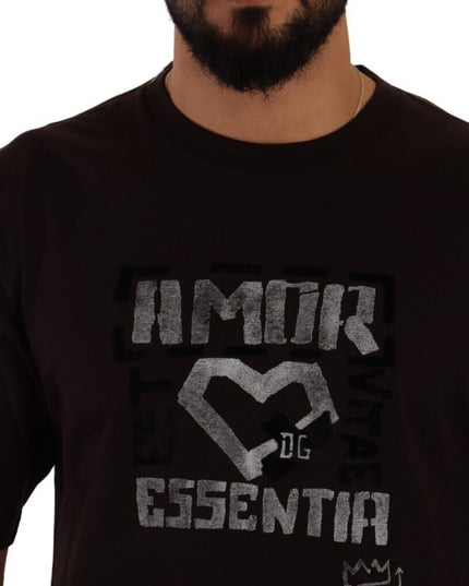 Dolce & Gabbana Bordeaux Cotton L-Amore Print Crewneck T-shirt