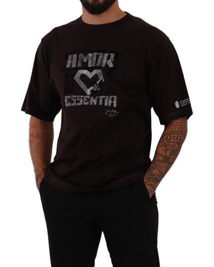 Dolce & Gabbana Bordeaux Cotton L-Amore Print Crewneck T-shirt