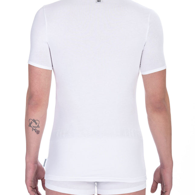 Bikkembergs White Cotton Men's V-Neck T-Shirt