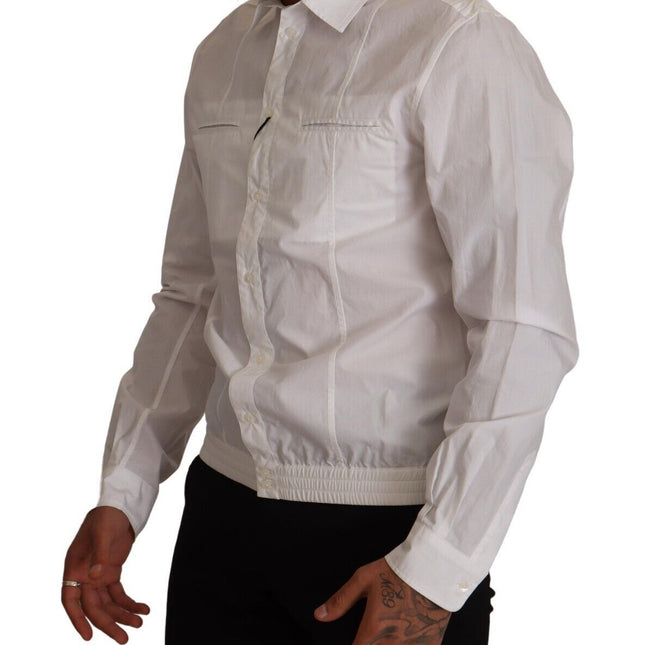Dolce & Gabbana White Cotton Button Down Men Collared Shirt
