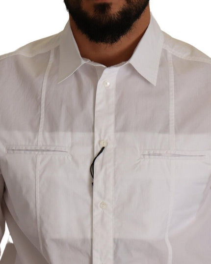 Dolce & Gabbana White Cotton Button Down Men Collared Shirt