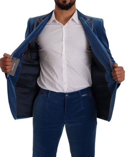 Dolce & Gabbana Blue SICILIA Velvet Slim Fit 2 Piece Suit