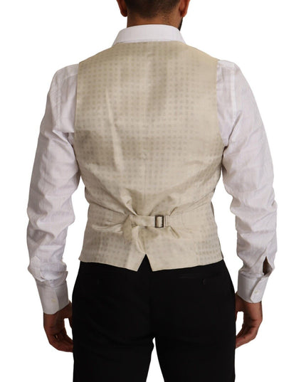 Dolce & Gabbana Beige Wool Single Breasted Waistcoat Vest
