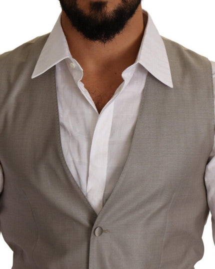 Dolce & Gabbana Beige Wool Single Breasted Waistcoat Vest