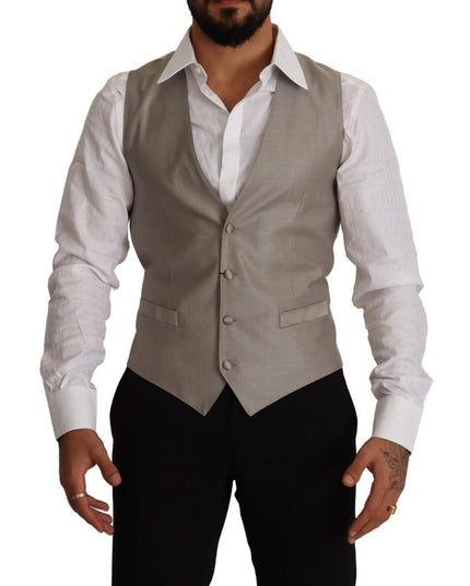 Dolce & Gabbana Beige Wool Single Breasted Waistcoat Vest
