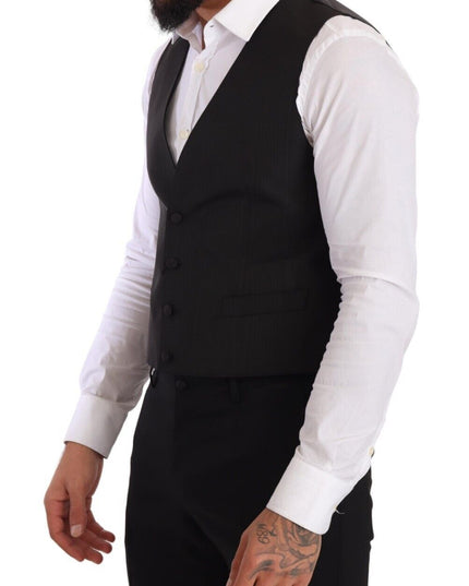 Dolce & Gabbana Gray Silk Slim Fit Waistcoat Formal Vest