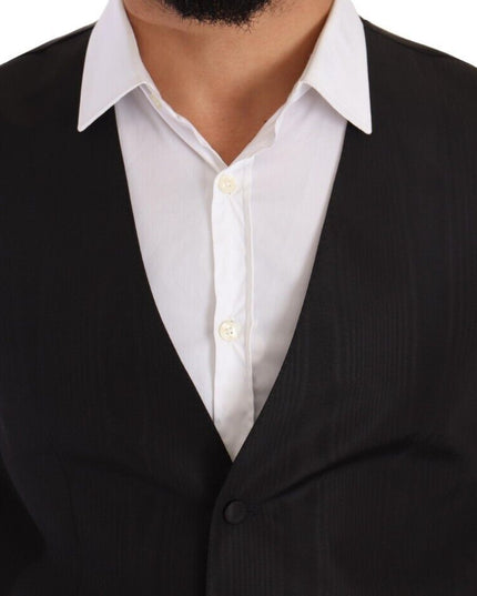 Dolce & Gabbana Gray Silk Slim Fit Waistcoat Formal Vest