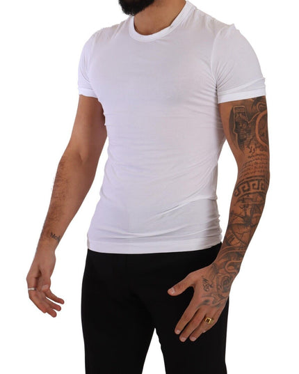 Dolce & Gabbana White Round Neck Cotton Stretch T-shirt Underwear
