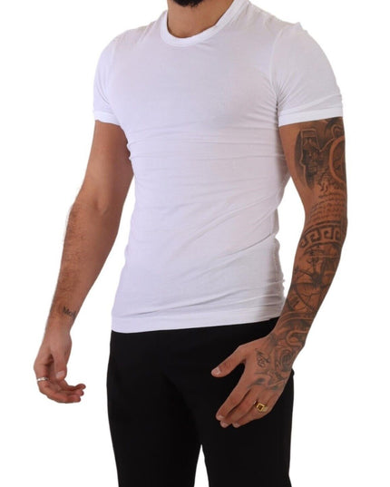 Dolce & Gabbana White Round Neck Cotton Stretch T-shirt Underwear