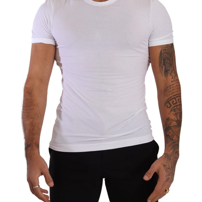 Dolce & Gabbana White Round Neck Cotton Stretch T-shirt Underwear
