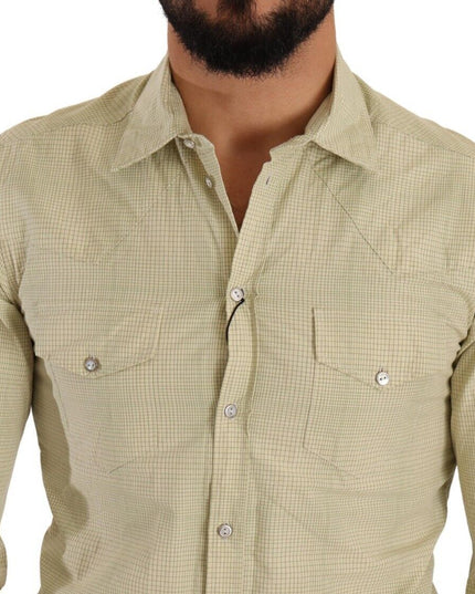 Dolce & Gabbana Yellow SICILIA Cotton Casual Slim Fit Shirt