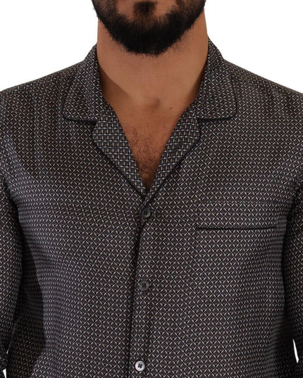 Dolce & Gabbana Gray Fantasy Pattern Pajama Top Mens Shirt