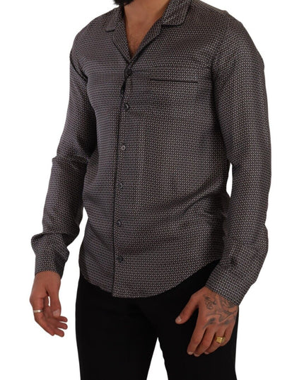Dolce & Gabbana Gray Fantasy Pattern Pajama Top Mens Shirt