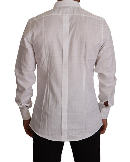 Dolce & Gabbana White GOLD Cotton Slim Fit Dress Formal Shirt