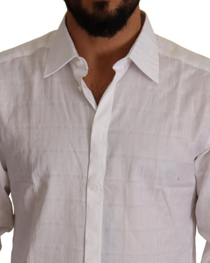 Dolce & Gabbana White GOLD Cotton Slim Fit Dress Formal Shirt