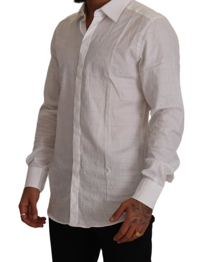 Dolce & Gabbana White GOLD Cotton Slim Fit Dress Formal Shirt