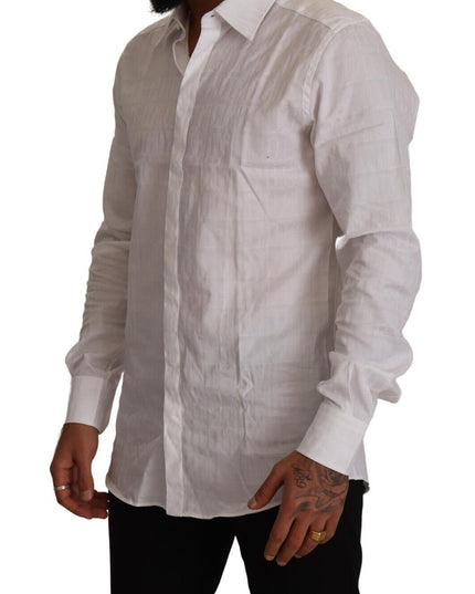 Dolce & Gabbana White GOLD Cotton Slim Fit Dress Formal Shirt