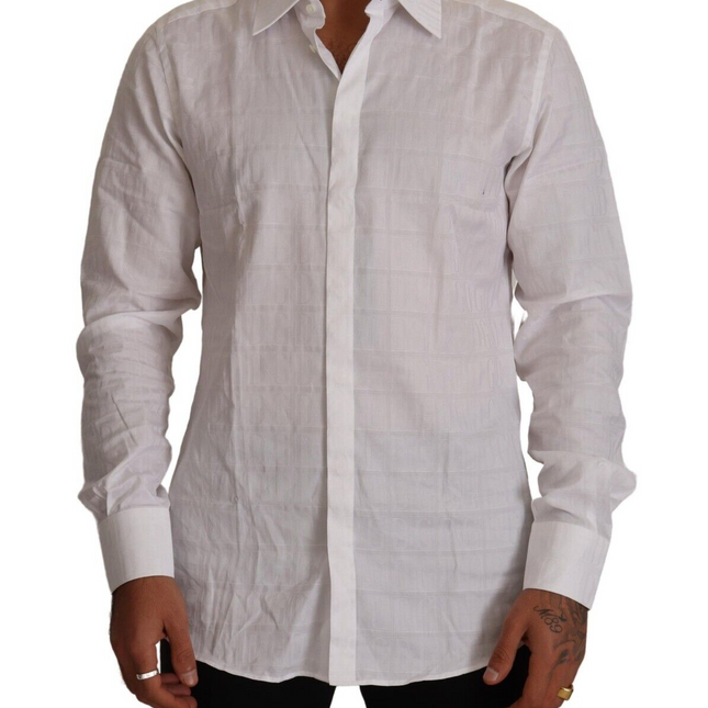 Dolce & Gabbana White GOLD Cotton Slim Fit Dress Formal Shirt