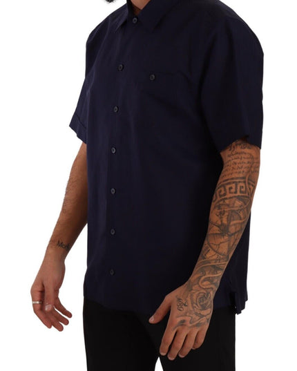Dolce & Gabbana Navy Blue Button Down Short Sleeves Shirt
